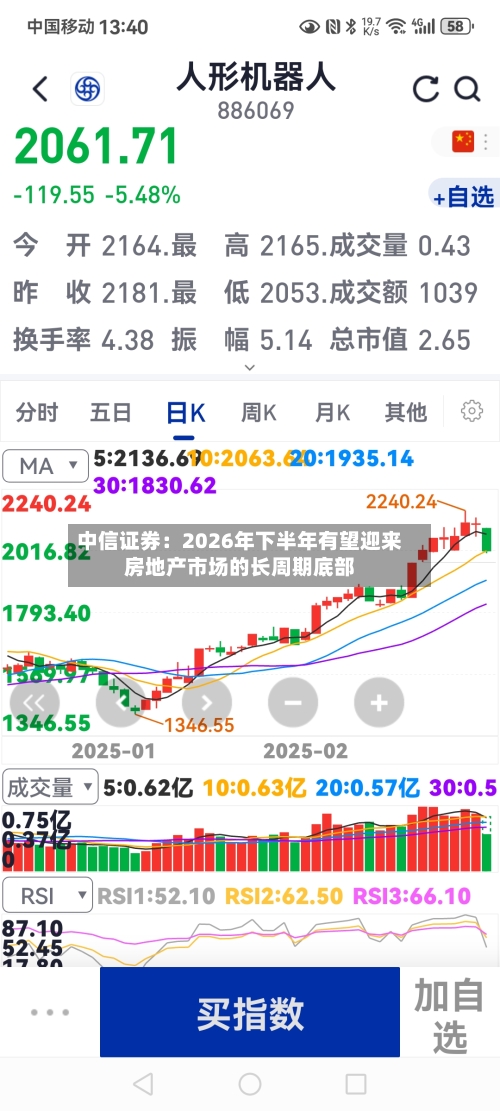中信证券：2026年下半年有望迎来房地产市场的长周期底部